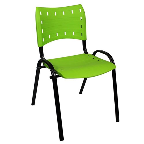 Cadeira Fixa Assento Verde Limão Estrutura Époxi Preto