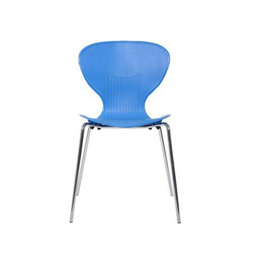 Cadeira Formiga em Polipropileno na Cor Azul com Pés Cromados