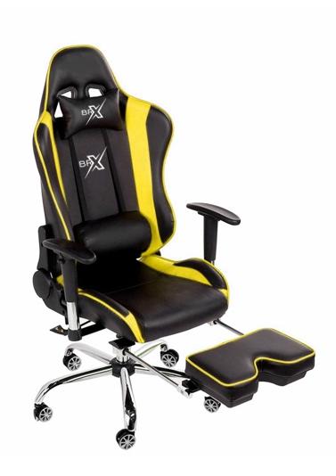 Cadeira Gamer BRX Braços 4D com Descanso de Pés Amarelo