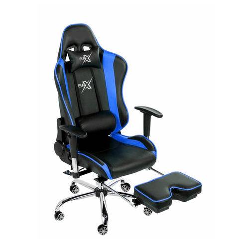 Cadeira Gamer Brx Braços 4d com Descanso de Pés Azul