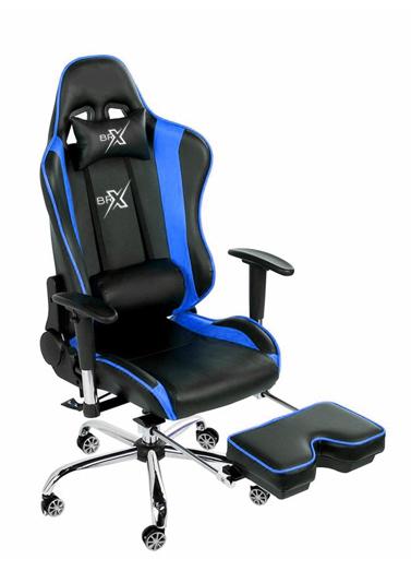 Cadeira Gamer BRX Braços 4D com Descanso de Pés Azul