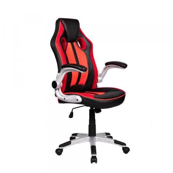 Cadeira Gamer Couro PU PEL-3009 Pelegrin Preta e Vermelha