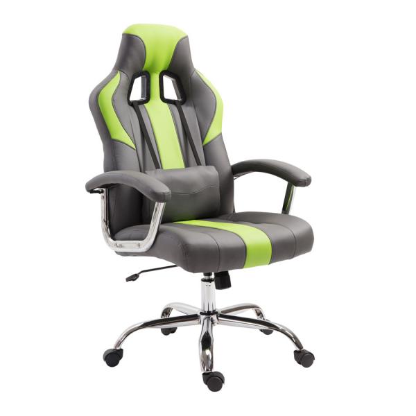 Cadeira Gamer Dinamarca Cinza com Verde - Mobly