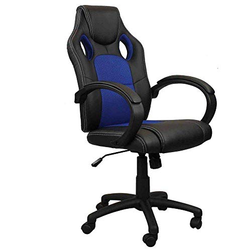 Cadeira Gamer DTX Pro Preta Azul Encosto Reclinável Altura Regulável - At.Home.