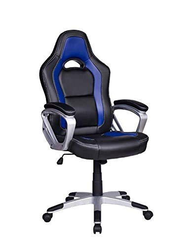Cadeira Gamer em Couro Pu Pelegrin Pel-3007 Preta e Azul