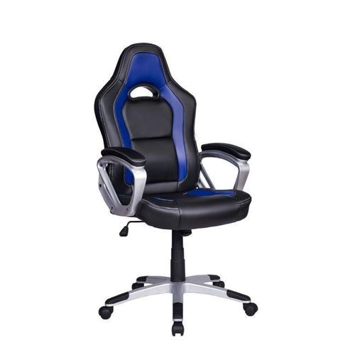 Cadeira Gamer em Couro PU Pelegrin PEL-3007 Preta e Azul