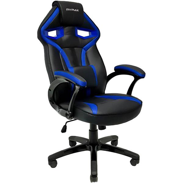 Cadeira Gamer MX1 Giratoria Preto e Azul Mymax