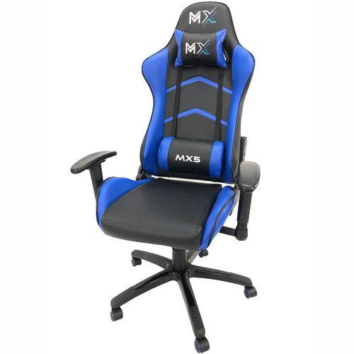 Tudo sobre 'Cadeira Gamer Mx5 Giratoria Preto e Azul - Mymax'