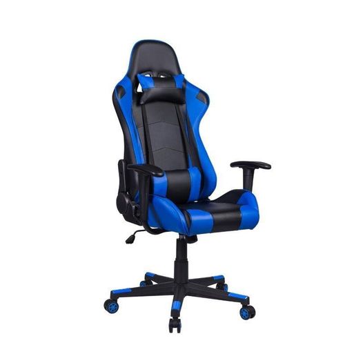 Cadeira Gamer Pelegrin em Couro PU Reclinável PEL-3012 Preta e Azul