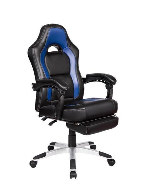 Cadeira Gamer Pelegrin PEL-3006 Couro PU Preto e Azul