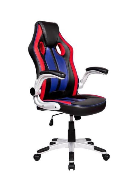 Cadeira Gamer Pelegrin PEL-3009 Couro PU Vermelha, Preta e Azul