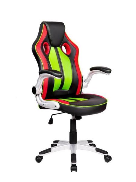 Cadeira Gamer Pelegrin PEL-3009 Couro PU Vermelha, Preta e Verde