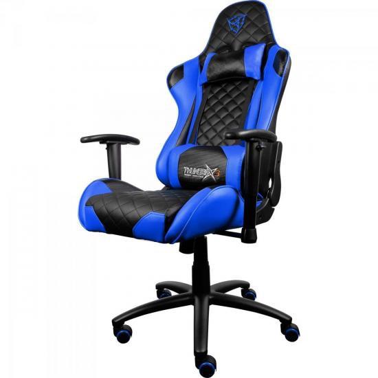 Cadeira Gamer Profissional TGC12 Preta/Azul - THUNDERX3