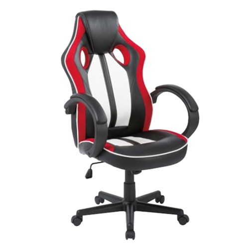Cadeira Gamer Royale Preto, Branco e Vermelho Reclinavel com Regulagem de Altura