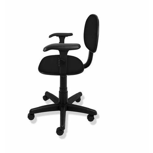 Cadeira Giratória Secretária Polo com Braço Regulável - Tecido Preto