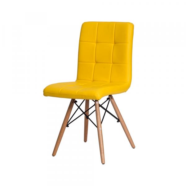 Cadeira Gomos Amarela Base Madeira - Waw Design