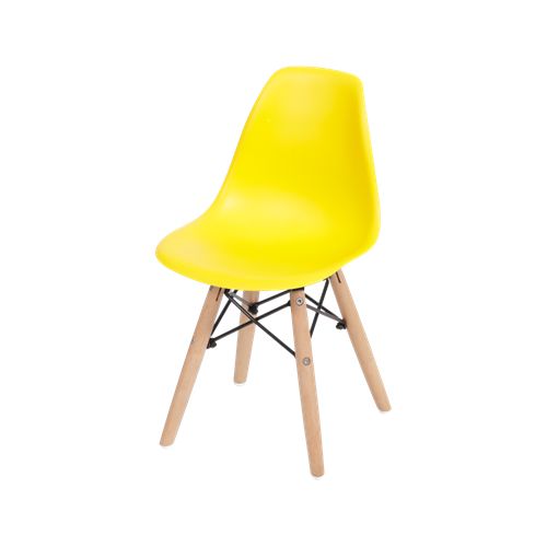 Cadeira Infantil Dkr Eames Base Madeira Amarela - Or Design