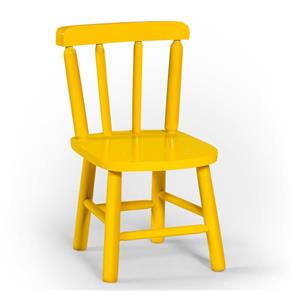 Cadeira Infantil Torneada em Madeira Maciça Disamóveis com Acabamento em Verniz - Amarelo