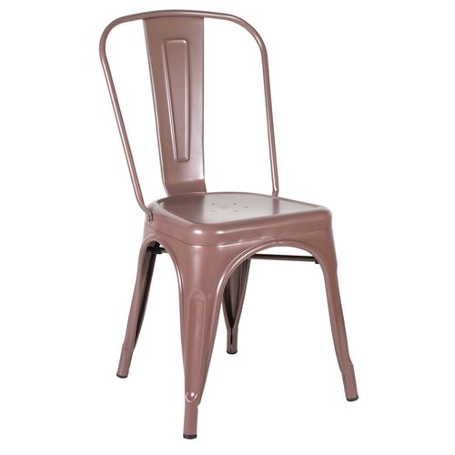 Cadeira Iron Tolix - Industrial - Aço - Vintage - Marrom