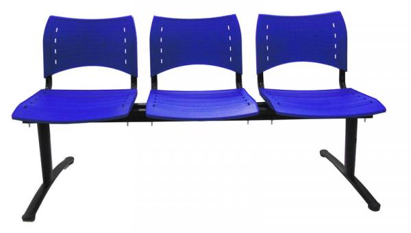 Cadeira Longarina 3 Lugares Evidence Azul - Furniture