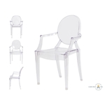 Cadeira Louis Ghost Com Braço Transparente