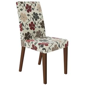 Cadeira Madesa Sinuosa 4129 - Rustic/ Tecido Floral Hibiscos