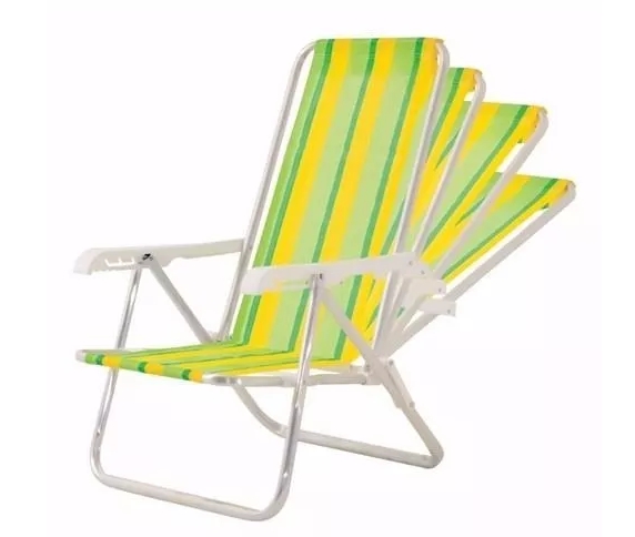 Cadeira Mor Reclinável 4 Posições Aluminio- Verde e Amarelo