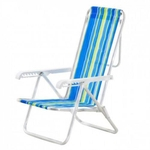 Cadeira Mor Reclinável 8 Posições Aluminio- Azul E Verde