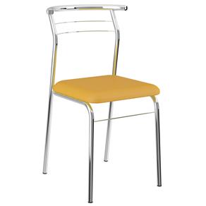 Cadeira Móveis Carraro 1708 com Assento em Napa - Cromada/Amarela
