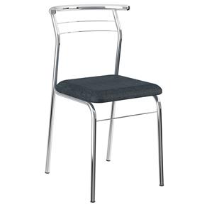 Cadeira Móveis Carraro 1708 com Assento em Napa - Cromada/Jeans