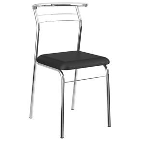 Cadeira Móveis Carraro 1708 com Assento em Napa - Cromada/Preta