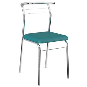 Cadeira Móveis Carraro 1708 com Assento em Napa - Cromada/Turquesa