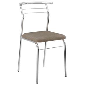 Cadeira Móveis Carraro 1708 com Assento em Tecido - Cromada/Camurça Conhaque