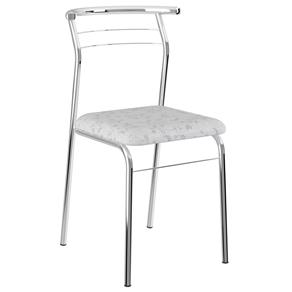 Cadeira Móveis Carraro 1708 com Assento em Tecil - Cromada/Fantasia Branca