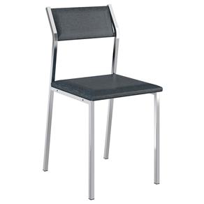 Cadeira Móveis Carraro 1709 com Assento em Napa - Cromada/Jeans