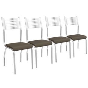 Cadeira Munique Cromada de Metal 4 Peças 4C047 Crome - MARROM