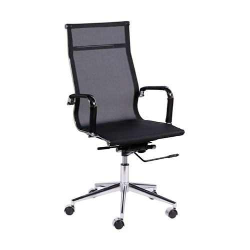 Cadeira Office Alta Preta Tela Mesh Base Cromada Or Design