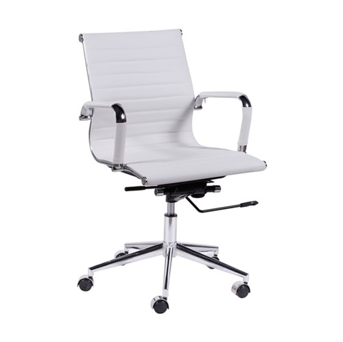 Cadeira Office Baixa Branca Base Cromada Or Design