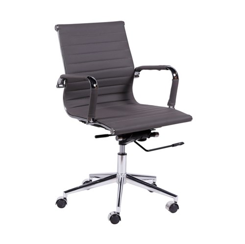 Cadeira Office Baixa Cinza Base Cromada Or Design