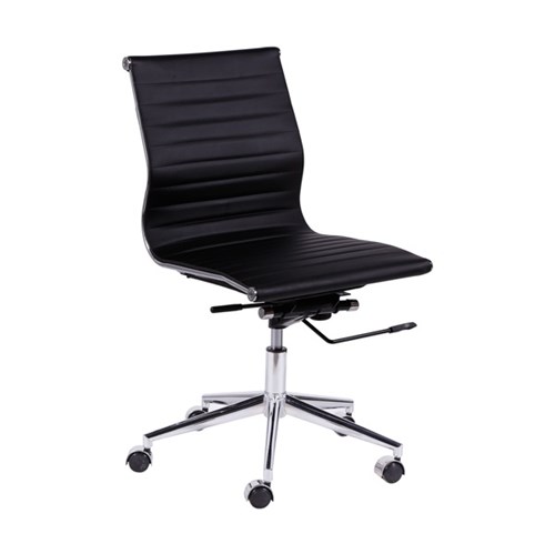 Cadeira Office Baixa Sem Braço Preta Base Cromada Or Design