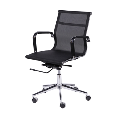 Cadeira Office Eames Baixa Giratória Preta - Or Design