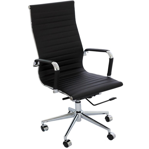 Cadeira Office Eames Presidente com Rodízio e Sistema Relax Preta