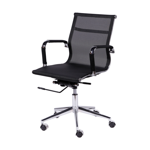 Cadeira Office Eames Tela Baixa Giratória - Preta - Or Design