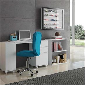 Cadeira para Escritório Metal Pezzi - Espuma Injetada no Assento e Encosto - Base Metal Cromadoo - Azul Doce