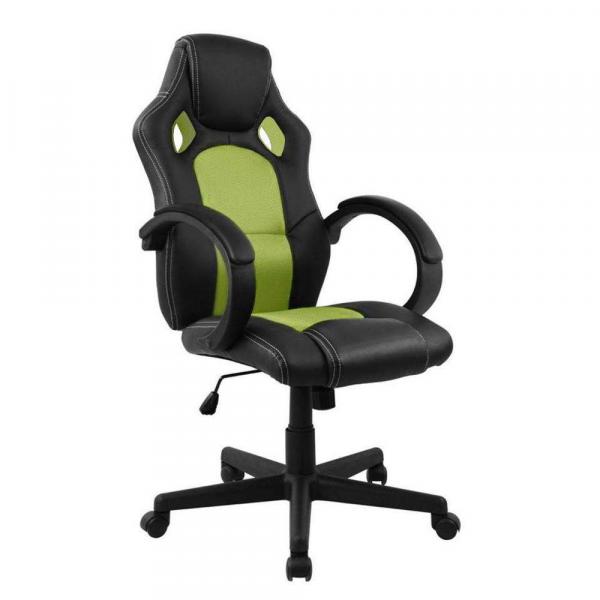Cadeira Pelegrin Pel-3002 Gamer Couro Pu Preta e Verde