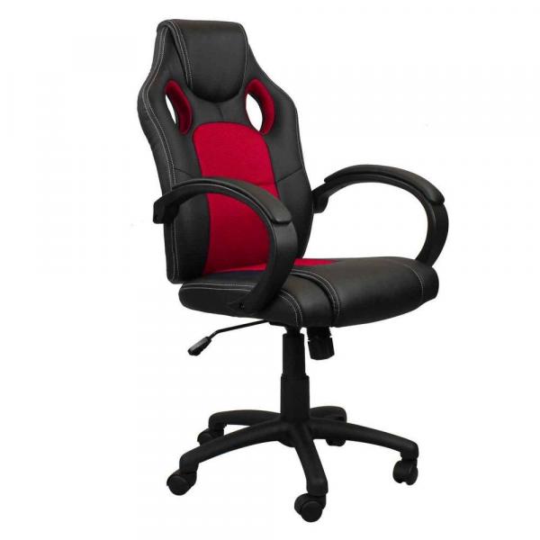 Cadeira Pelegrin Pel-3002 Gamer Couro Pu Preta e Vermelha