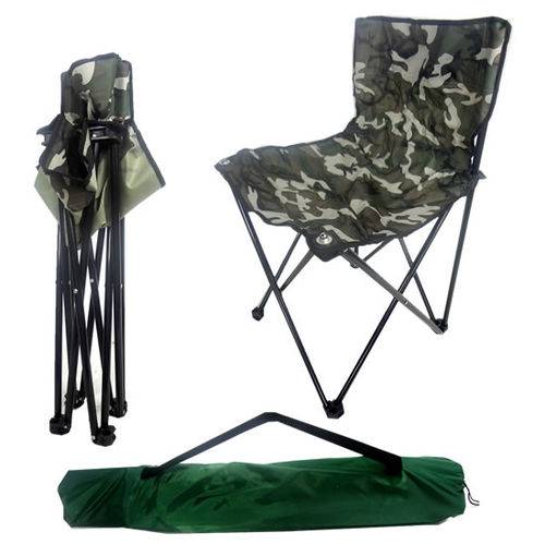 Cadeira Pesca Araguaia Camuflada Camping Dobrável Premium Bel Life 15900