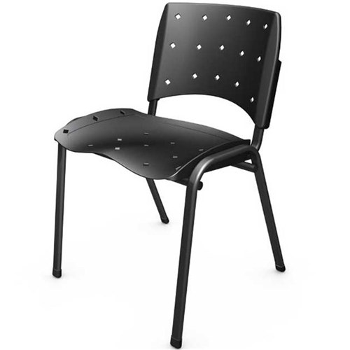 Cadeira Plastica Fixa Preta 1350
