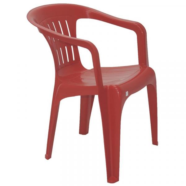 Cadeira Plastica Monobloco com Bracos Atalaia Vermelha - Tramontina