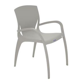 Cadeira Plastica Monobloco com Bracos Clarice Concreto - Bege